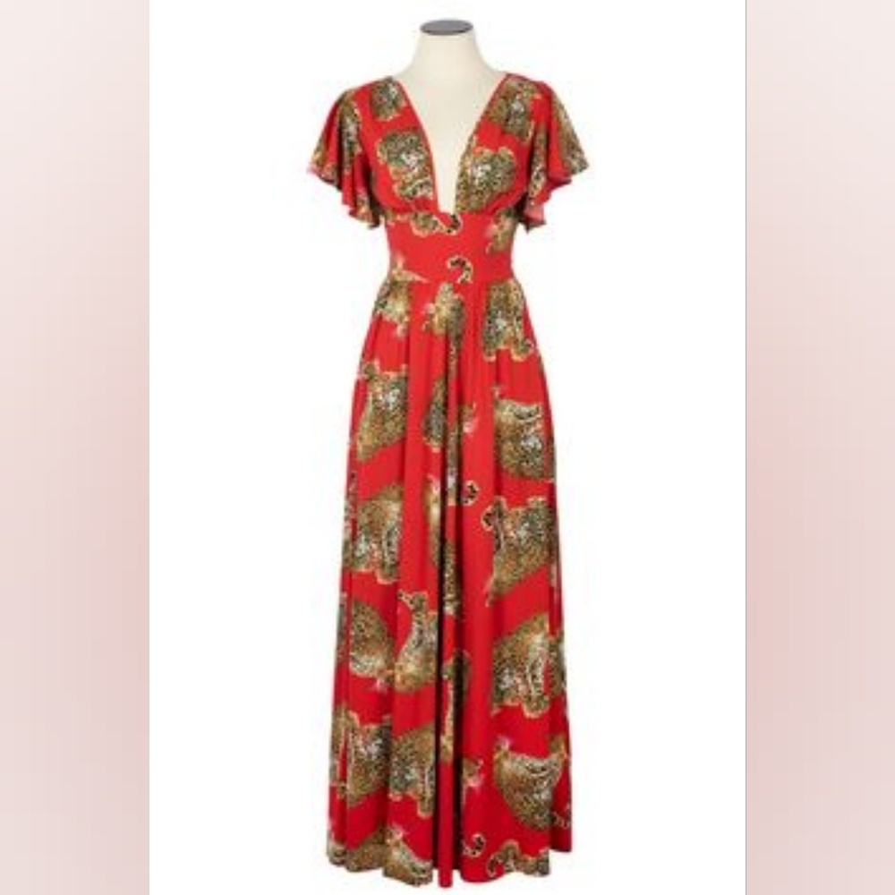 Trashy Diva My Pet Leopard Deep Cut Maxi Dress